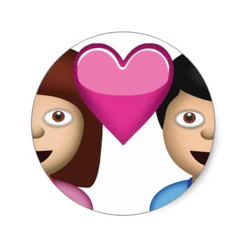 Couple With Heart Emoji Classic Round Sticker