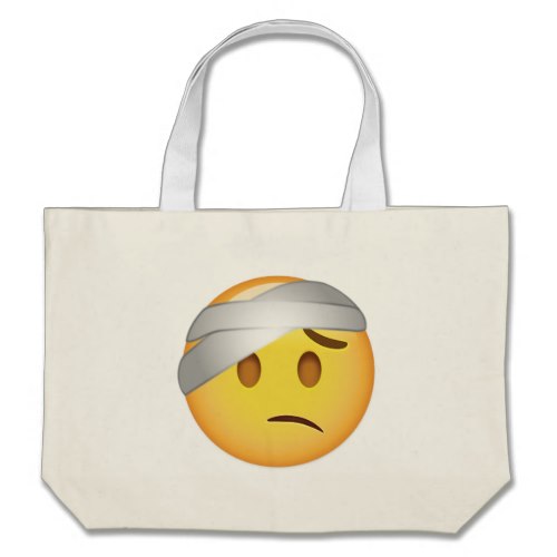 Face With Head-Bandage Emoji Large Tote Bag