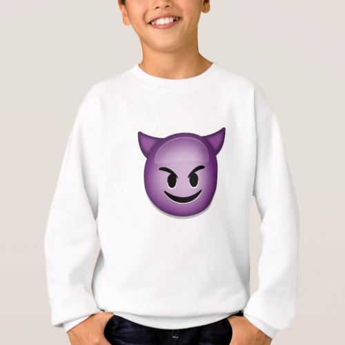 Smiling Face With Horns Emoji Sweatshirt for Kids