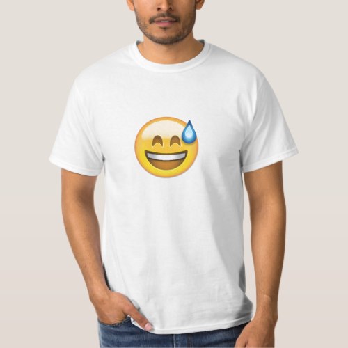 Smiling Face With Open Mouth And Cold Sweat Emoji T-Shirt for Men