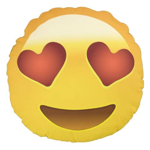 Smiling Face With Heart Shaped Eyes Emoji Round Pillow