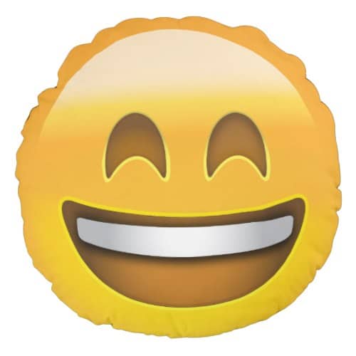 Smiling Face With Open Mouth & Smiling Eyes Emoji Round Pillow