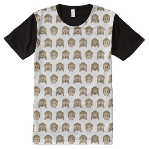Three Wise Monkeys Emoji All-Over-Print T-Shirt
