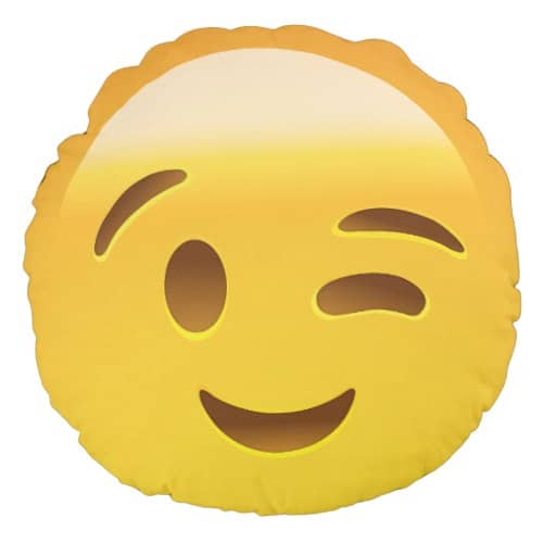 Winking Face Emoij Round Pillow