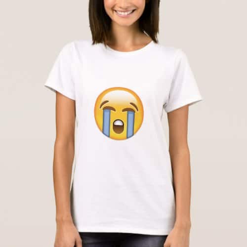 Loudly Crying Face Emoji T-Shirt for Women
