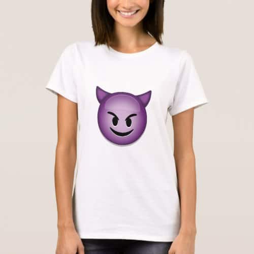 Smiling Face With Horns Emoji T-Shirt for Women
