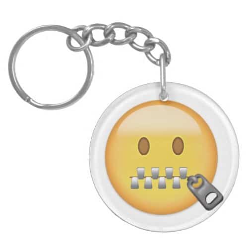 Zipper-Mouth Face Emoji Keychain