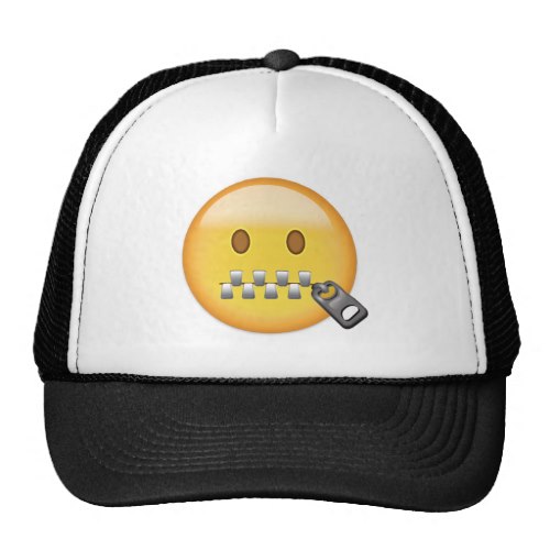 Zipper-Mouth Face Emoji Trucker Hat